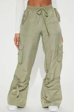 Fashion Nova Prerogative Parachute Cargo Pant - Olive Pants