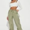 Fashion Nova Prerogative Parachute Cargo Pant - Olive Pants