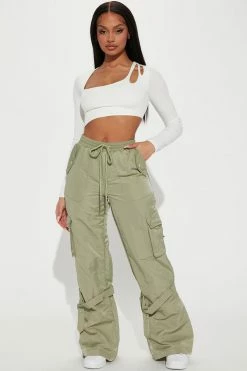 Fashion Nova Prerogative Parachute Cargo Pant - Olive Pants