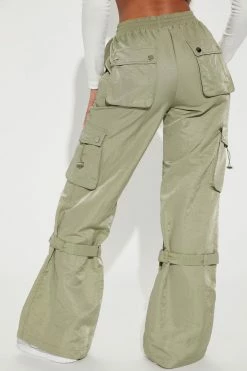 Fashion Nova Prerogative Parachute Cargo Pant - Olive Pants