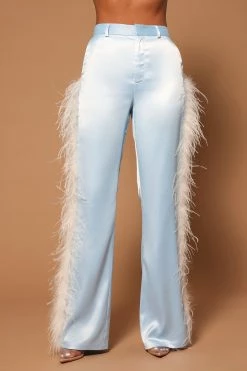 Fashion Nova Cassandra Feather Pant - Blue/combo