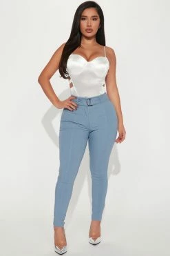 Fashion Nova Make It Work Skinny Pant - Slate Blue