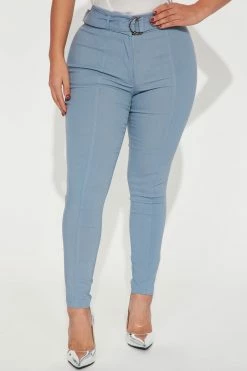 Fashion Nova Make It Work Skinny Pant - Slate Blue