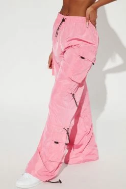 Fashion Nova Rush Rush Parachute Pant - Pink Pants