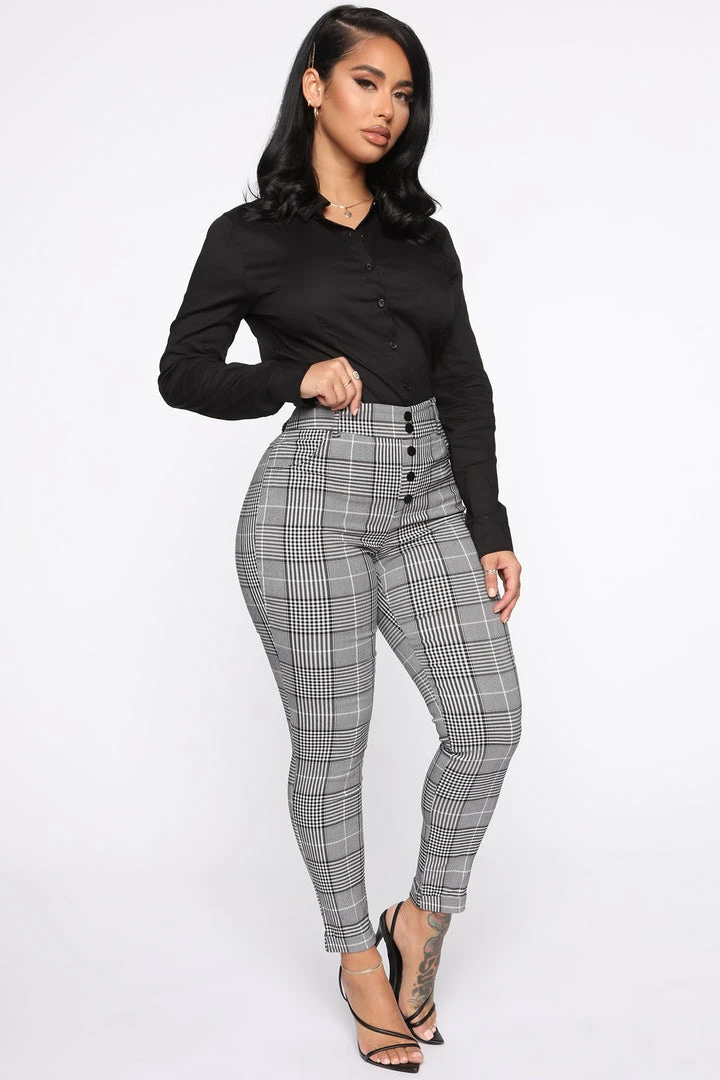Fashion Nova I Know You Want It Plaid Pants - Black/White