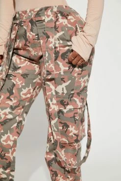 Fashion Nova Night Owl Camo Cargo Pant - Pink/combo Pants