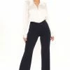 Fashion Nova Call It Even Wide Leg Dress Pants - Navy