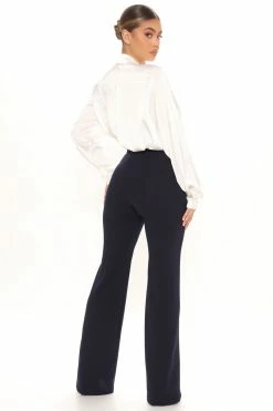 Fashion Nova Call It Even Wide Leg Dress Pants - Navy