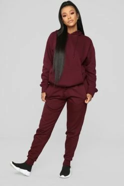 Fashion Nova Stole Your Boyfriend's Oversized Jogger - Burgundy Pants