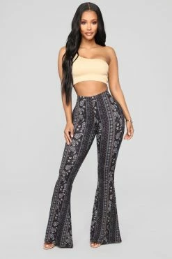 Fashion Nova Astrid Flare Pants - Black/combo