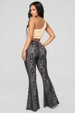 Fashion Nova Astrid Flare Pants - Black/combo