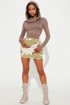 Fashion Nova Kassie Cargo Mini Skirt - Tan/Multi
