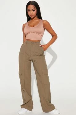Fashion Nova Pants Tomboy Nylon Parachute Jogger - Olive