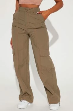Fashion Nova Pants Tomboy Nylon Parachute Jogger - Olive
