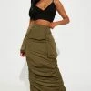 Fashion Nova Myra Utility Maxi Skirt - Olive Skirts & Skorts