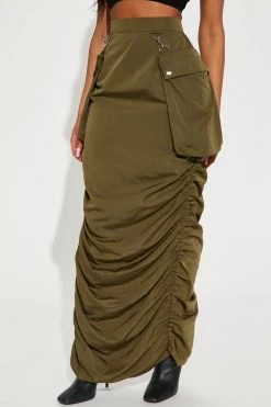 Fashion Nova Myra Utility Maxi Skirt - Olive Skirts & Skorts