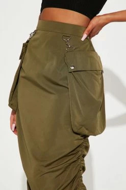 Fashion Nova Myra Utility Maxi Skirt - Olive Skirts & Skorts