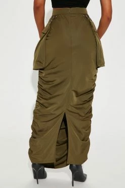 Fashion Nova Myra Utility Maxi Skirt - Olive Skirts & Skorts