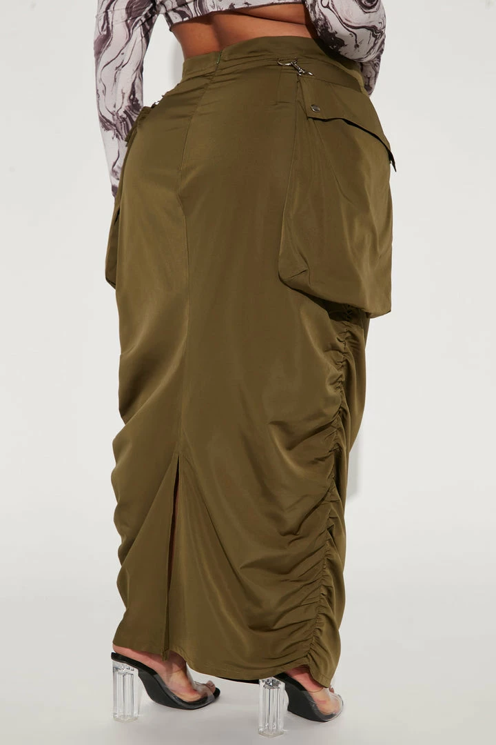 Fashion Nova Myra Utility Maxi Skirt - Olive Skirts & Skorts