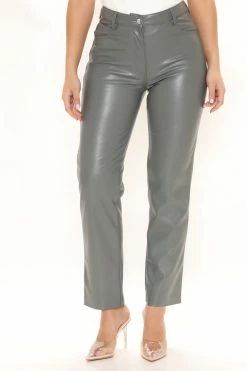 Fashion Nova The Realest Faux Leather Pants - Grey