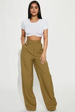 Fashion Nova Karli Wide Leg Pant - Chartreuse