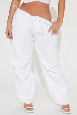 Fashion Nova Pants Laguna Low Slung Parachute Pant - White