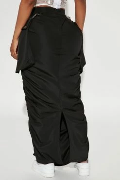 Fashion Nova Myra Utility Maxi Skirt - Black