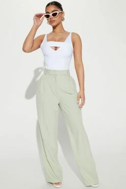 Fashion Nova Play Hard Trouser Pant - Sage