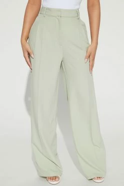 Fashion Nova Play Hard Trouser Pant - Sage