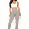 Fashion Nova Stacked Honey High Rise Pant - Heather Grey Pants