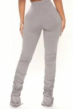 Fashion Nova Stacked Honey High Rise Pant - Heather Grey Pants