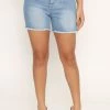 Fashion Nova Brunch Babe Smoothing Stretch Denim Shorts - Light Blue Wash