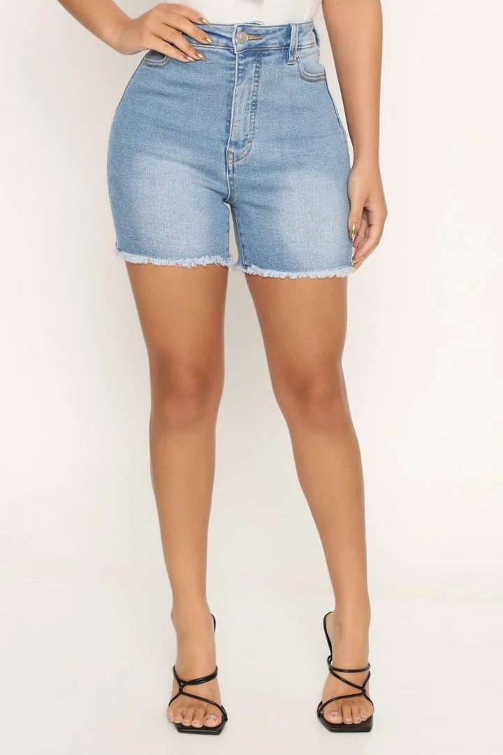 Brand new ⌛ Fashion Nova Brunch Babe Smoothing Stretch Denim Shorts - Light Blue Wash ✔️ 3 Fashion Nova Brunch Babe Smoothing Stretch Denim Shorts - Light Blue Wash