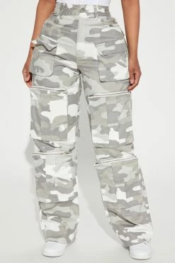 Fashion Nova Top Of The Game Camo Cargo Pant - Grey/combo Pants