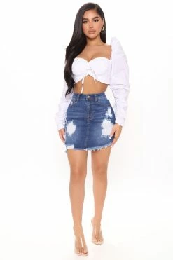 Fashion Nova On The Edge Denim Mini Skirt - Dark Wash