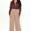 Fashion Nova Pants Bossing It Wide Leg Pant 33 - Taupe