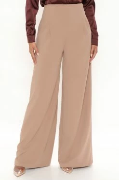 Fashion Nova Pants Bossing It Wide Leg Pant 33 - Taupe
