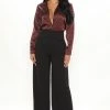 Fashion Nova Bossing It Wide Leg Pant 33 - Black Pants