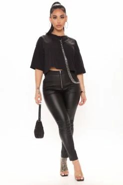 Fashion Nova Like A Glove Faux Leather Skinny Pant - Black