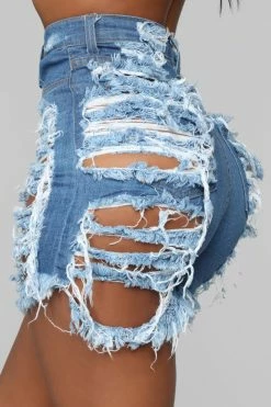 Fashion Nova Yes Now Distressed Bermuda Shorts - Medium Blue Wash