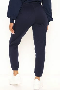 Fashion Nova Unbothered Fleece Jogger - Navy Pants