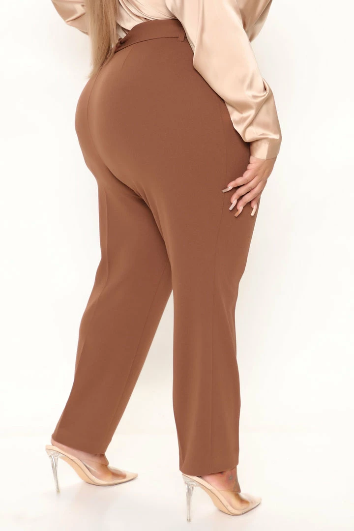 Fashion Nova Olivia Belted Trouser - Chocolate Pants