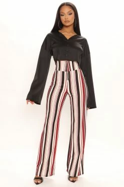 Fashion Nova Helene Stripe Pants - White/combo