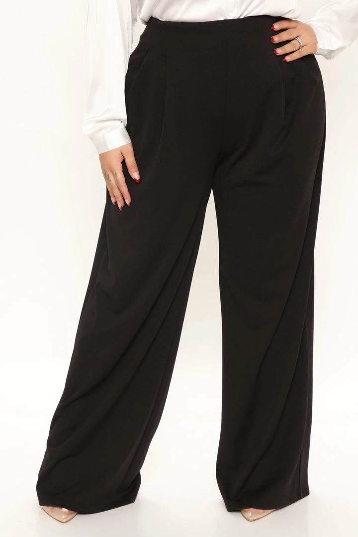 Fashion Nova Bossing It Wide Leg Pant 33 - Black Pants