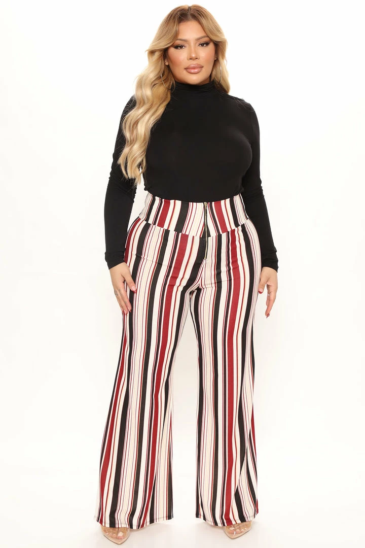 Fashion Nova Helene Stripe Pants - White/combo
