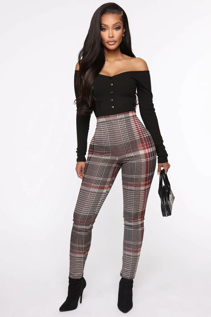 Fashion Nova Never Pressed Plaid Pants - Black/combo