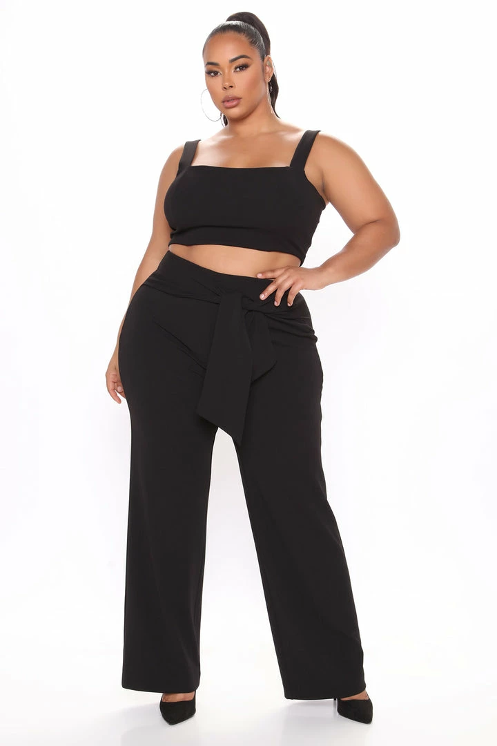 Fashion Nova Sasha Tie Waist Pant - Black