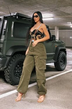 Fashion Nova Amelia Oversized Cargo Pants - Olive