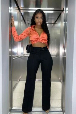 Fashion Nova Call It Even Wide Leg Dress Pants - Black