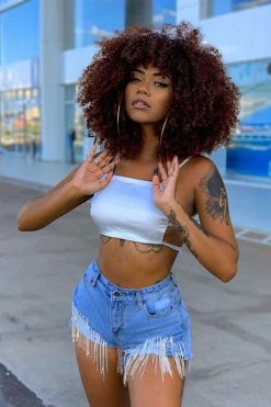Fashion Nova Came Through Dripping Rhinestone Denim Short - Light Blue Wash